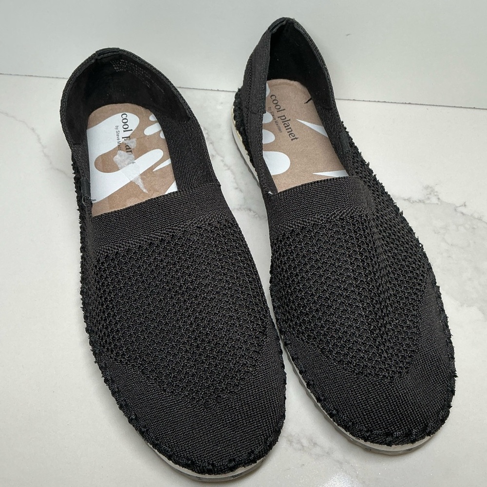 Cool Planet by Steve Madden Women Knit Electric Slip On Flats Black 8 pre-owned